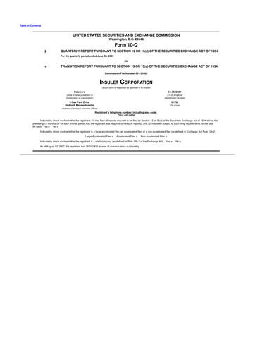 Thumbnail Insulet 10-Q Quarterly Report FY 