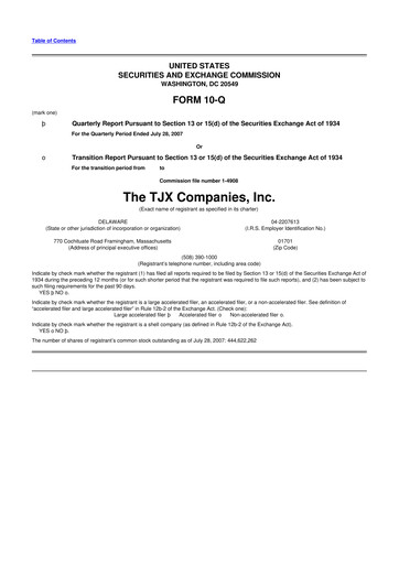 Thumbnail TJX Companies 10-Q Quarterly Report FY 