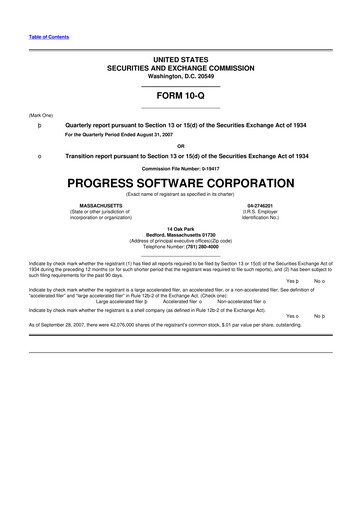 Thumbnail Progress Software
 10-Q Quarterly Report FY 