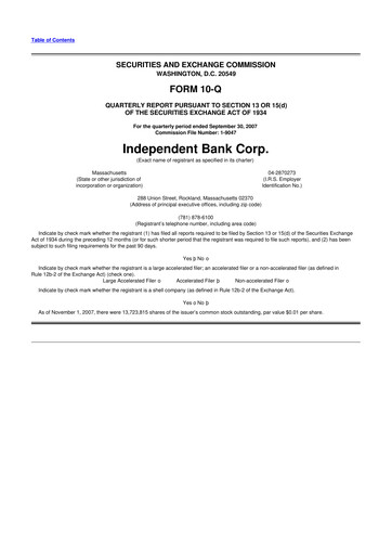 Miniature Independent Bank Corp. 10-Q Rapport trimestriel  