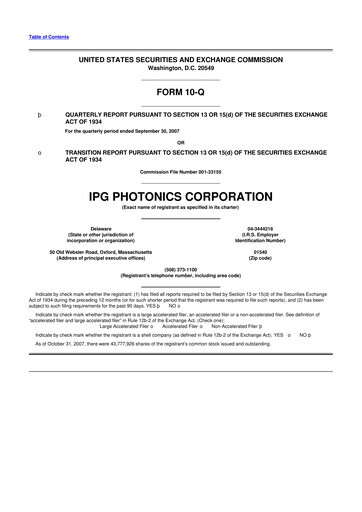 Thumbnail IPG Photonics 10-Q Quarterly Report FY 