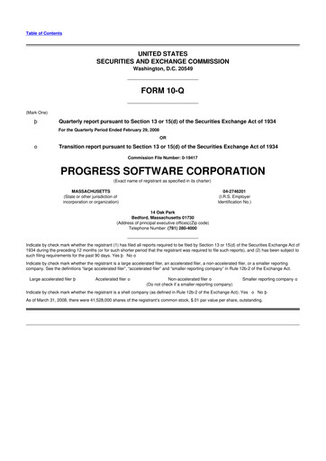 Thumbnail Progress Software
 10-Q Quarterly Report FY 