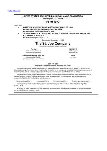 Thumbnail St. Joe Company
 10-Q Quarterly Report FY 