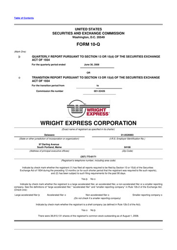 Thumbnail WEX 10-Q Quarterly Report FY 