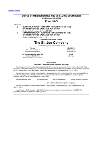 Thumbnail St. Joe Company
 10-Q Quarterly Report FY 