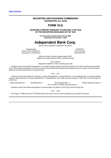Miniature Independent Bank Corp. 10-Q Rapport trimestriel  