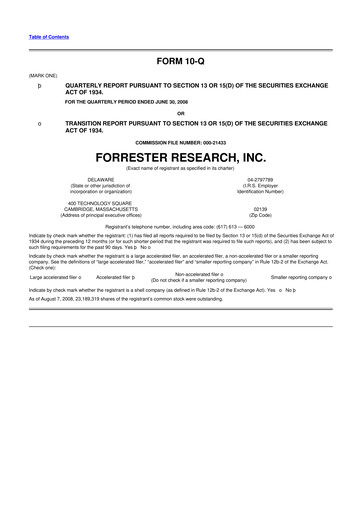 Vorschaubild Forrester Research
 10-Q Quartalsbericht  