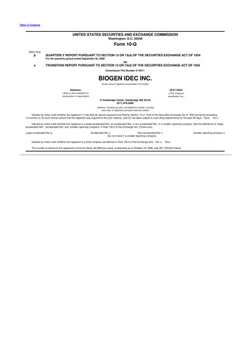 Vorschaubild Biogen 10-Q Quartalsbericht  