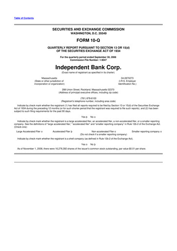 Miniature Independent Bank Corp. 10-Q Rapport trimestriel  