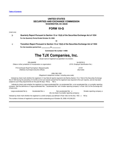 Thumbnail TJX Companies 10-Q Quarterly Report FY 