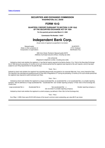 Miniature Independent Bank Corp. 10-Q Rapport trimestriel  