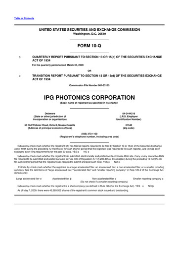 Thumbnail IPG Photonics 10-Q Quarterly Report FY 