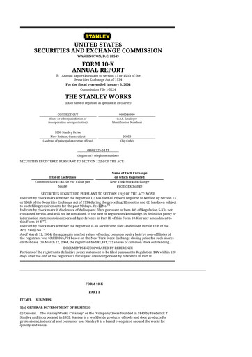 Thumbnail Stanley Black & Decker

 10-K Annual Report 