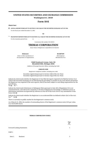 Thumbnail TriMas 10-K Annual Report 