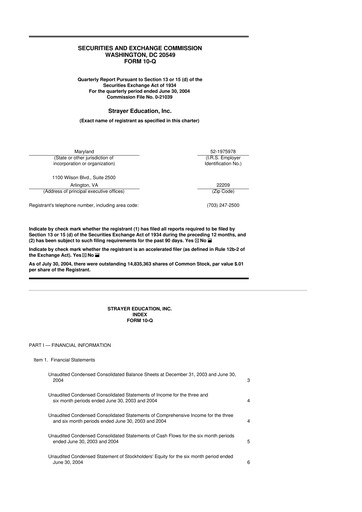 Thumbnail Strategic Education
 10-Q Quarterly Report FY 