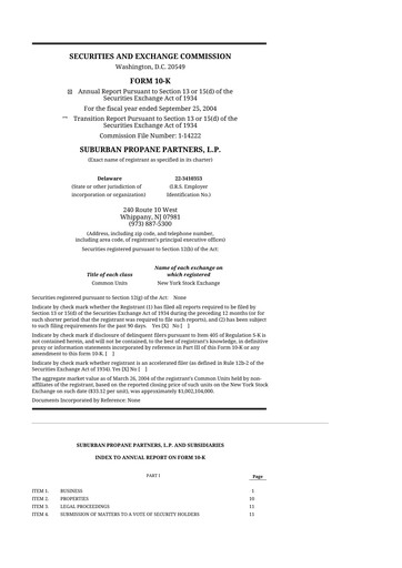 Thumbnail Suburban Propane Partners 10-K Annual Report 