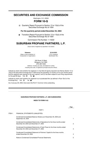 Thumbnail Suburban Propane Partners 10-Q Quarterly Report FY 