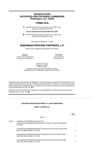 Thumbnail Suburban Propane Partners 10-Q Quarterly Report FY 