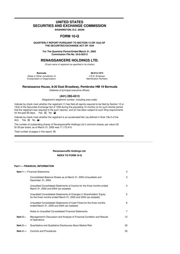 Vorschaubild RenaissanceRe
 10-Q Quartalsbericht  