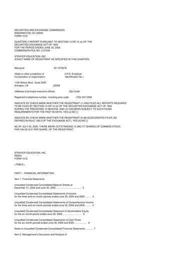 Thumbnail Strategic Education
 10-Q Quarterly Report FY 