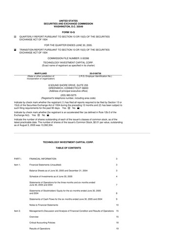 Miniature Oxford Square Capital
 10-Q Rapport trimestriel  