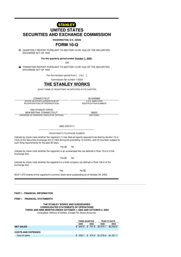 Thumbnail Stanley Black & Decker

 10-Q Quarterly Report FY 