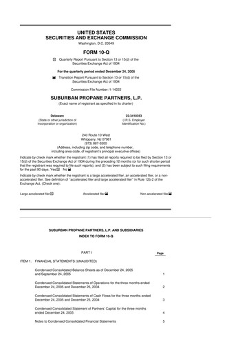 Thumbnail Suburban Propane Partners 10-Q Quarterly Report FY 