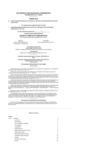 Thumbnail Jetblue Airways
 10-K Annual Report 
