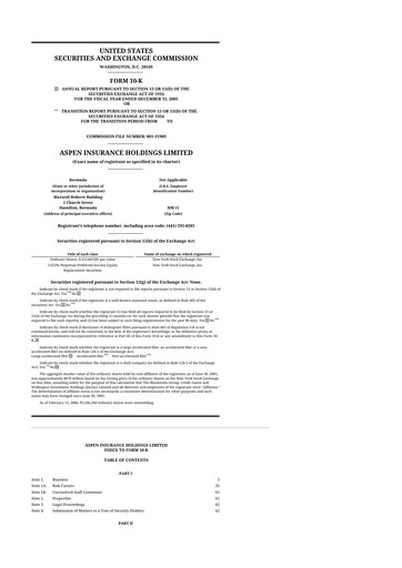 Thumbnail Aspen Insurance 10-K Annual Report 