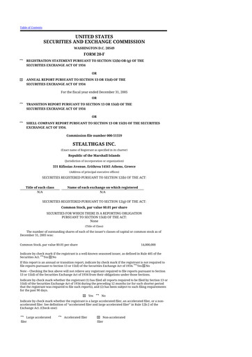 Thumbnail StealthGas 20-F Annual Report 