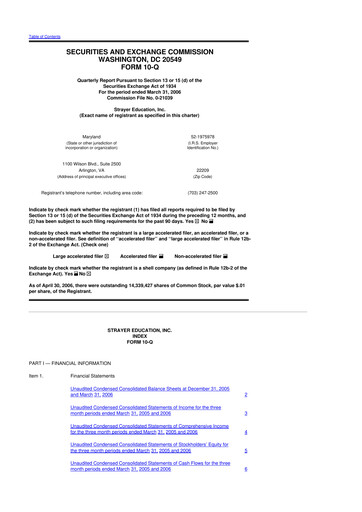 Thumbnail Strategic Education
 10-Q Quarterly Report FY 