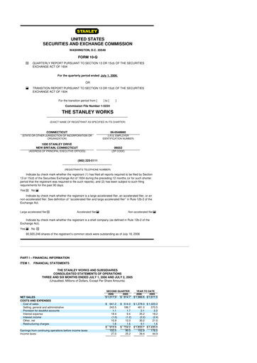 Thumbnail Stanley Black & Decker

 10-Q Quarterly Report FY 