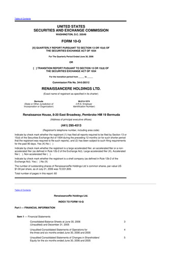 Vorschaubild RenaissanceRe
 10-Q Quartalsbericht  