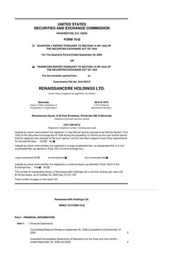Vorschaubild RenaissanceRe
 10-Q Quartalsbericht  