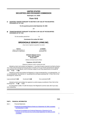 Vorschaubild Brookdale Senior Living
 10-Q Quartalsbericht  