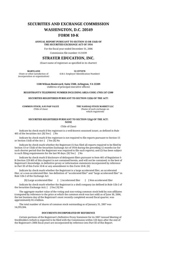 Thumbnail Strategic Education
 10-K Annual Report 