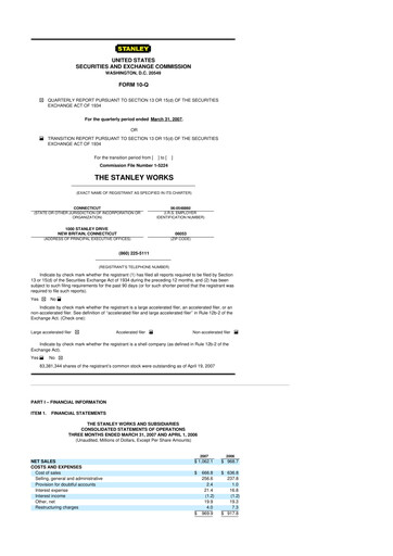 Thumbnail Stanley Black & Decker

 10-Q Quarterly Report FY 