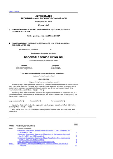 Vorschaubild Brookdale Senior Living
 10-Q Quartalsbericht  