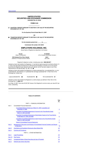 Vorschaubild Employers Holdings 10-Q Quartalsbericht  