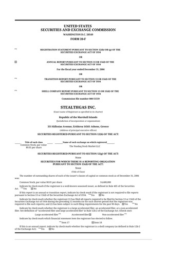 Thumbnail StealthGas 20-F Annual Report 