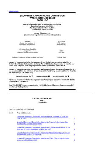 Thumbnail Strategic Education
 10-Q Quarterly Report FY 