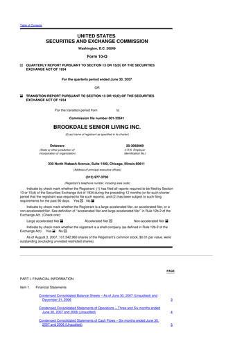 Vorschaubild Brookdale Senior Living
 10-Q Quartalsbericht  