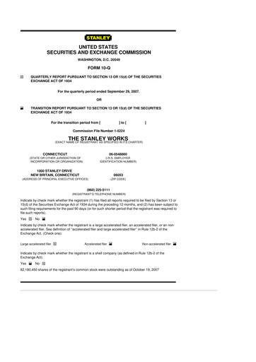 Thumbnail Stanley Black & Decker

 10-Q Quarterly Report FY 