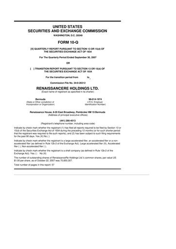 Vorschaubild RenaissanceRe
 10-Q Quartalsbericht  