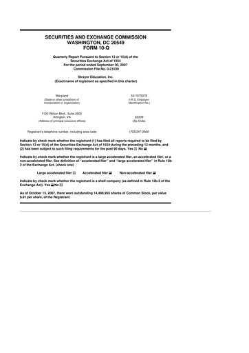 Thumbnail Strategic Education
 10-Q Quarterly Report FY 