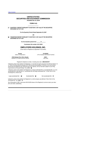 Vorschaubild Employers Holdings 10-Q Quartalsbericht  