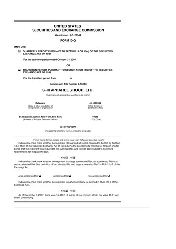 Thumbnail G-III Apparel Group 10-Q Quarterly Report FY 