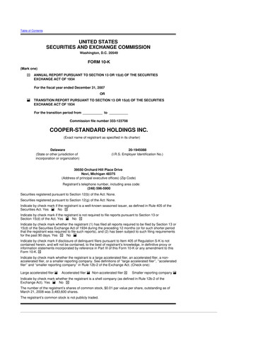 Vorschaubild Cooper Standard 10-K Jahresbericht 