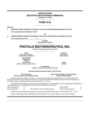 Thumbnail Protalix BioTherapeutics
 10-Q Quarterly Report FY 