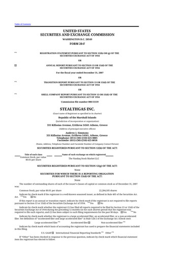 Thumbnail StealthGas 20-F Annual Report 